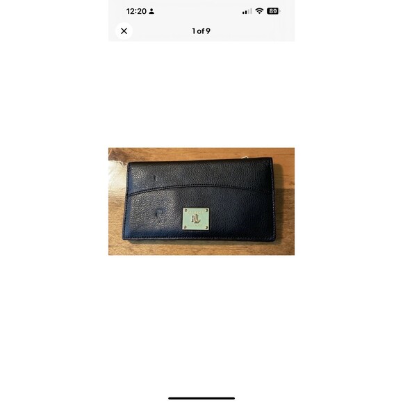 Lauren Ralph Lauren Medium Bifold Black Leather Card Wallet Retro - Picture 1 of 9